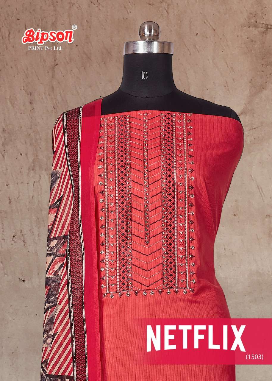 BIPSON PRINTS NETFLIX 1503 PURE COTTON PRINT EMBROIDERY SALWARR KAMEEZ